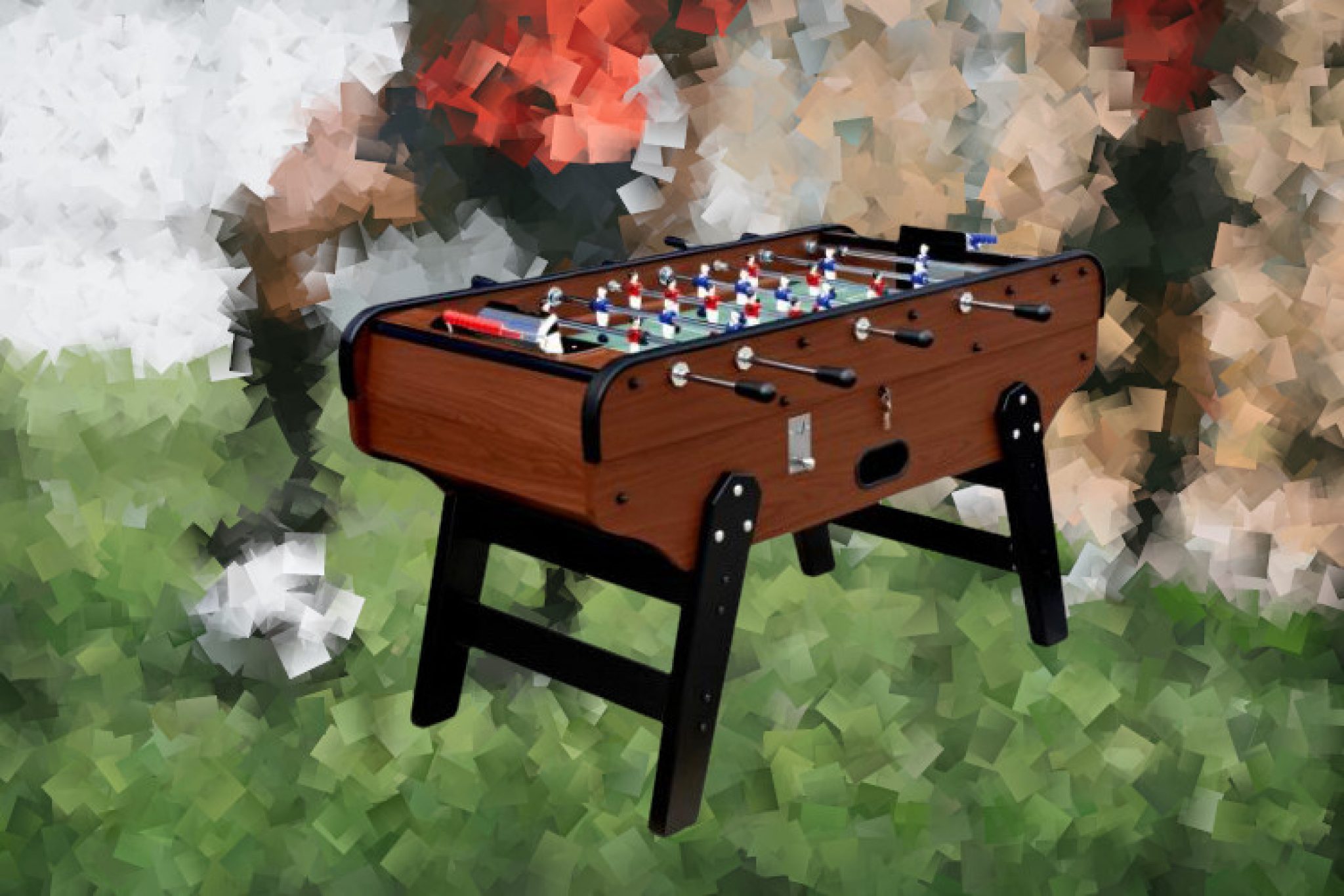 Baby-foot Adulte Scudetto - Table De Jeu En Bois Clair - 156,3x76,5x89,5 Cm - Barres Télescopiques - Sans Monnayeur - 12
